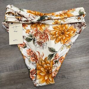 Maaji Cottage Garden Jolie High Rise High Leg White Reversible Bikini Bottoms